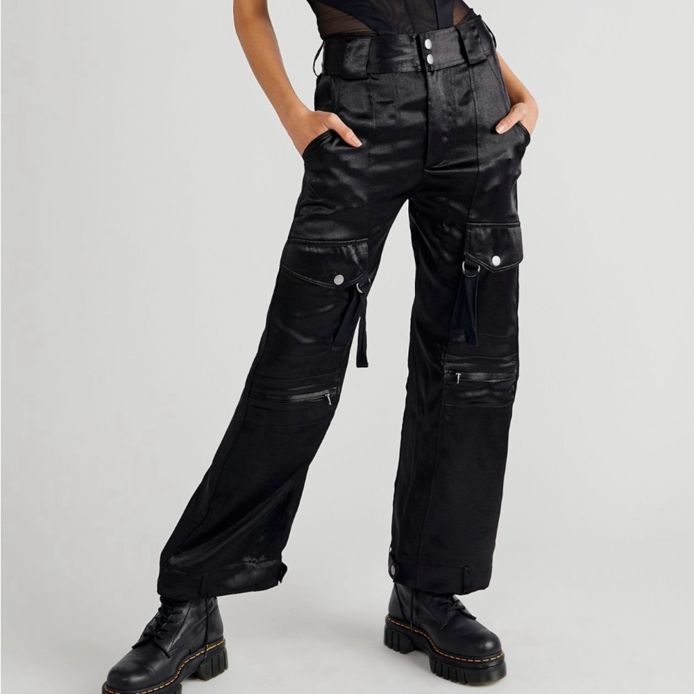 Satin Cargo Pants